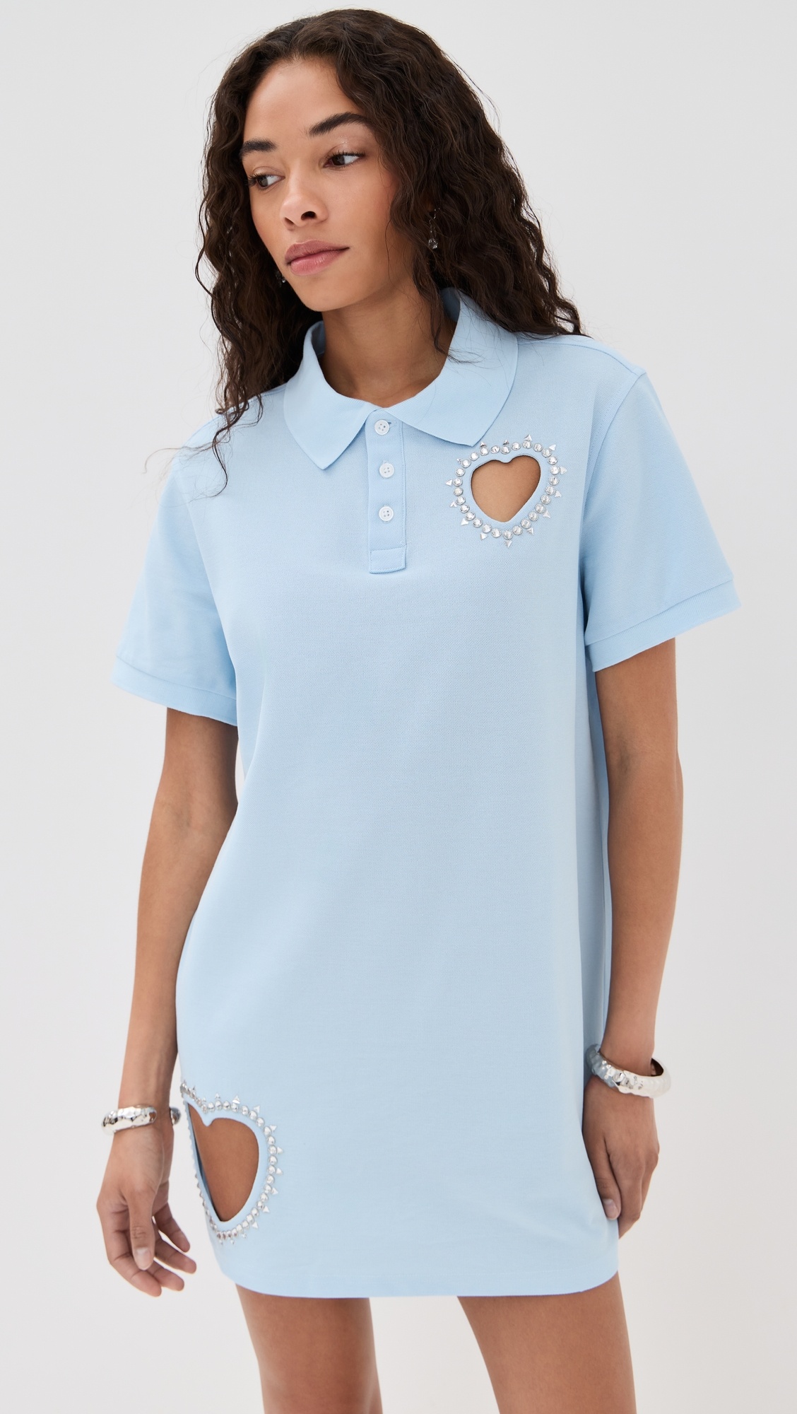 Crystal Heart Cutout Polo Dress - 7