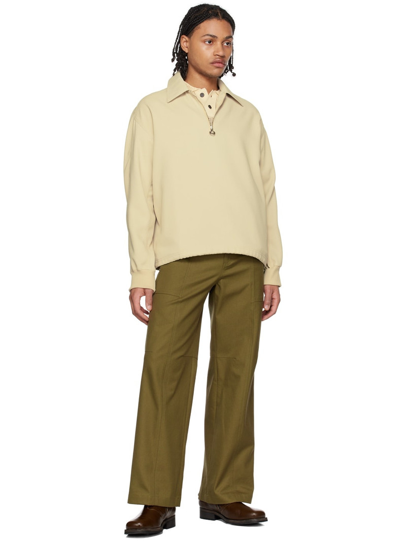 SOLID HOMME Beige Loose-Fit Half-Zip Sweatshirt outlook