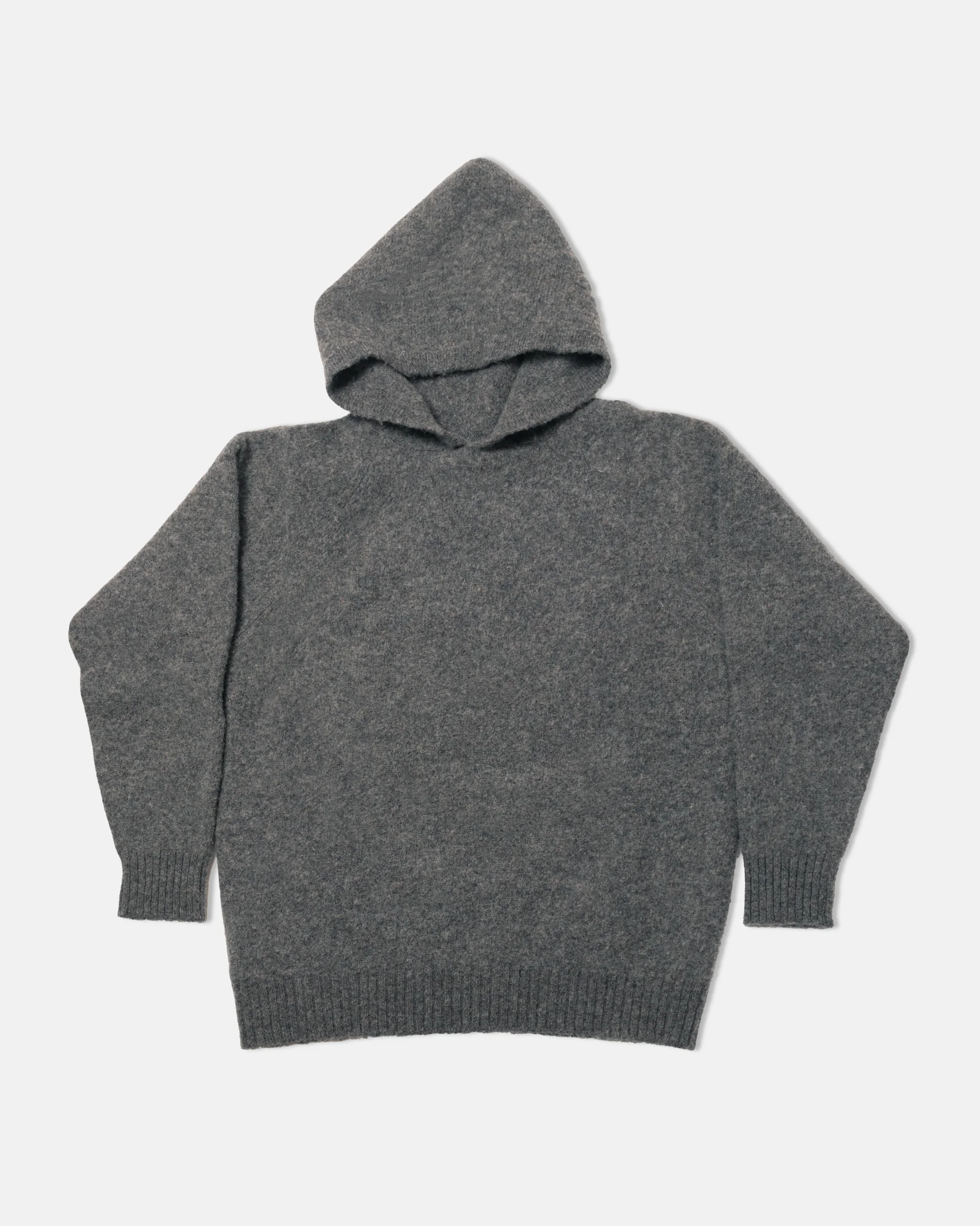 MADE-IN-SCOTLAND GREY MARL SHAGGY DOG HOODIE - TRIM FIT - 1
