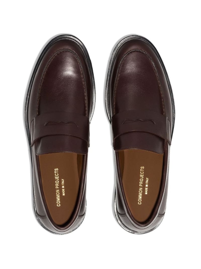 round toe leather loafers - 4