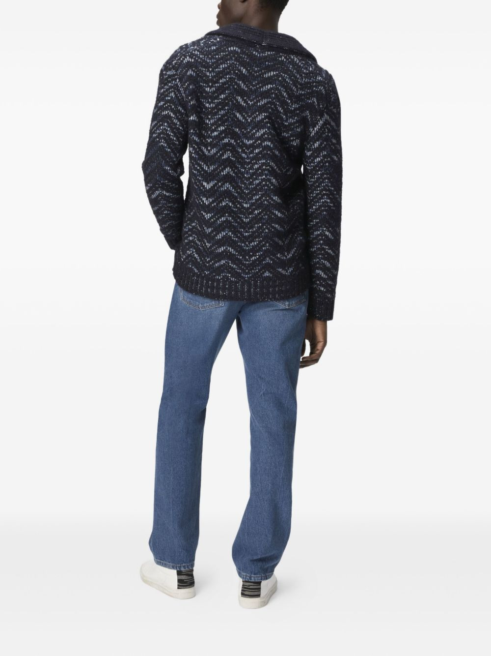 wave-pattern shawl-collar cardigan - 3