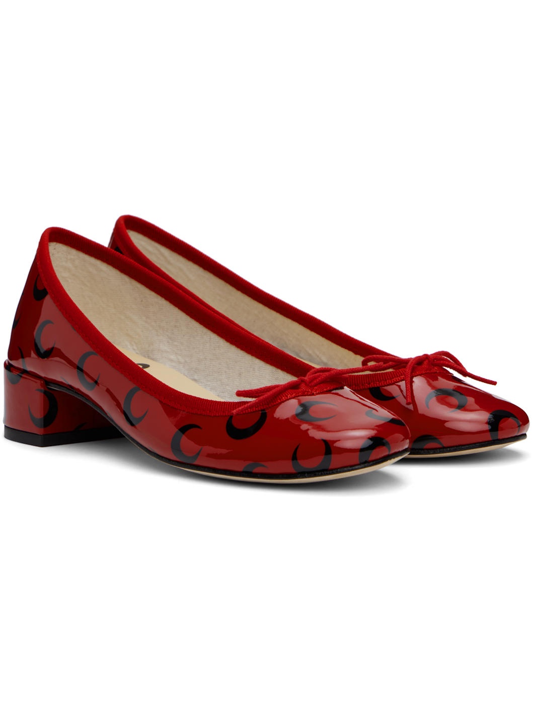 Red & Black Repetto Edition Camille Moon Printed Leather Heels - 4