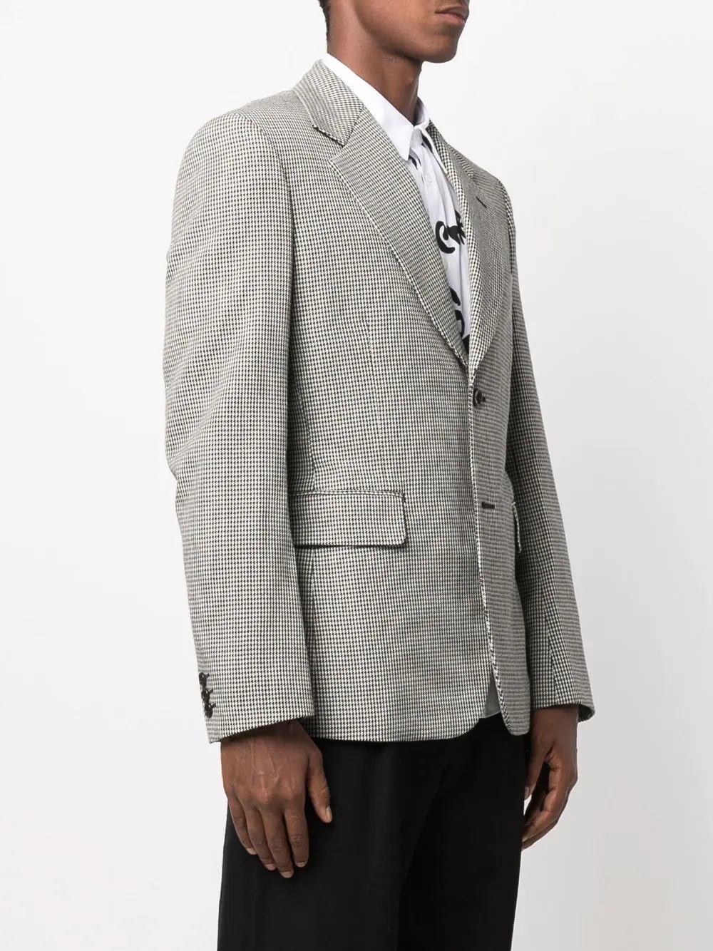 houndstooth single-breasted wool blazer - 3