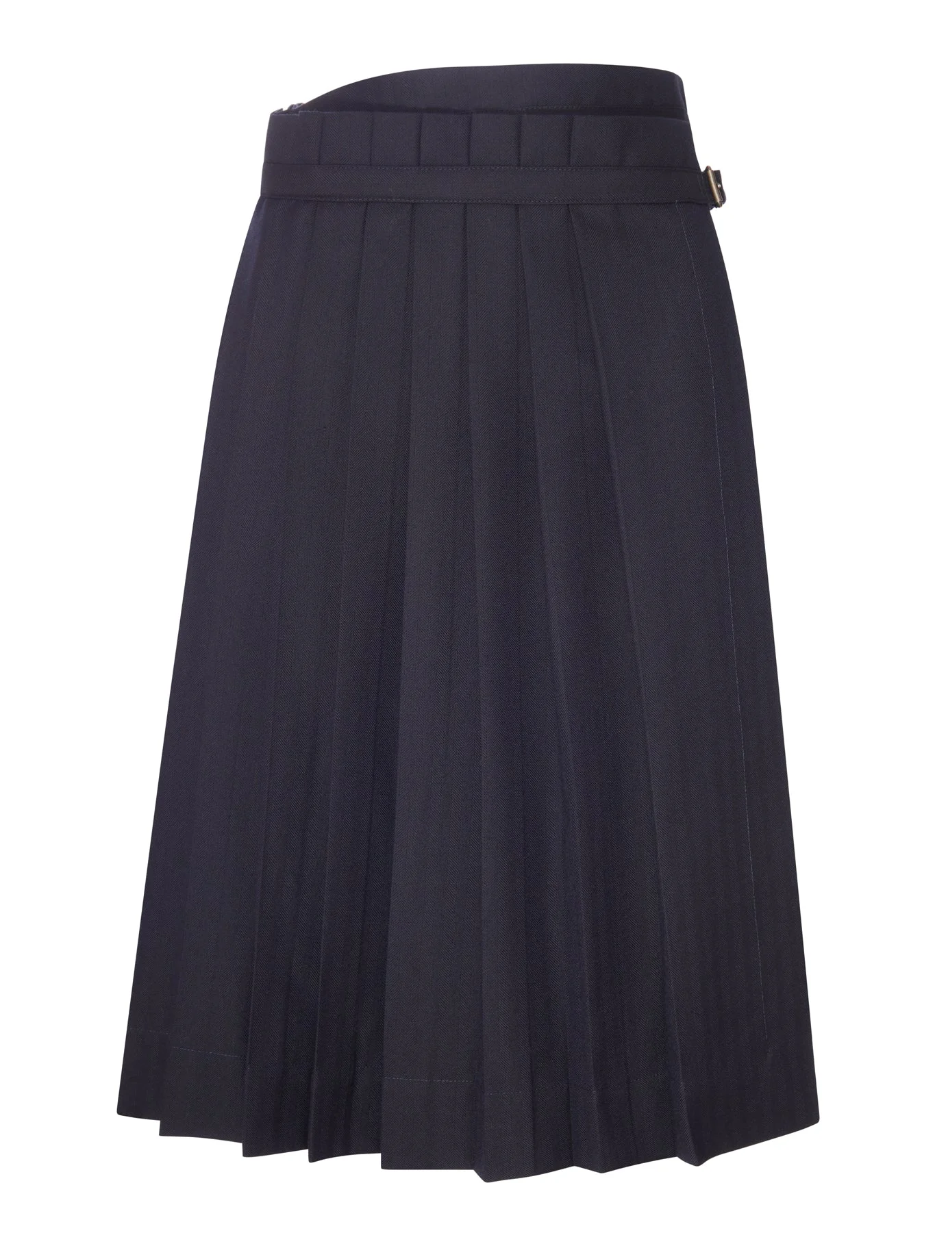 NAVY BLUE PLEATED MIDI SKIRT - 1