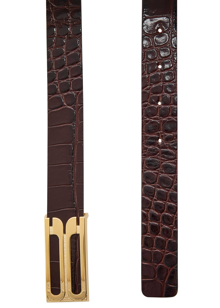Victoria Beckham Frame Crocodile-effect Leather Belt - 3