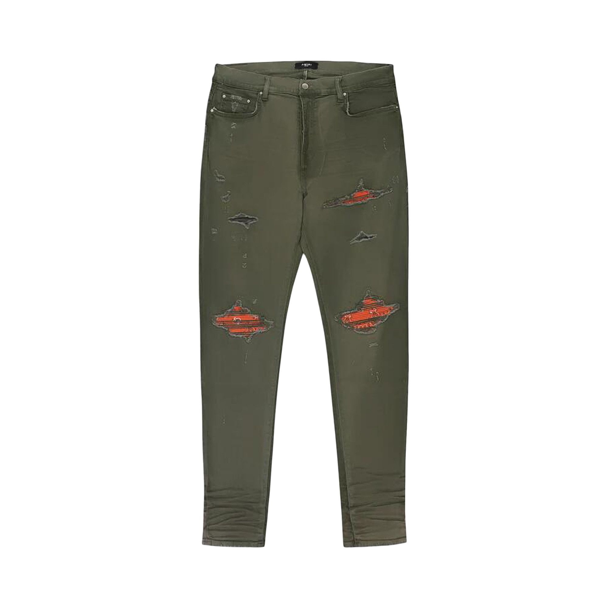 Amiri MX1 Bandana Skinny Jeans 'Military Green' - 1