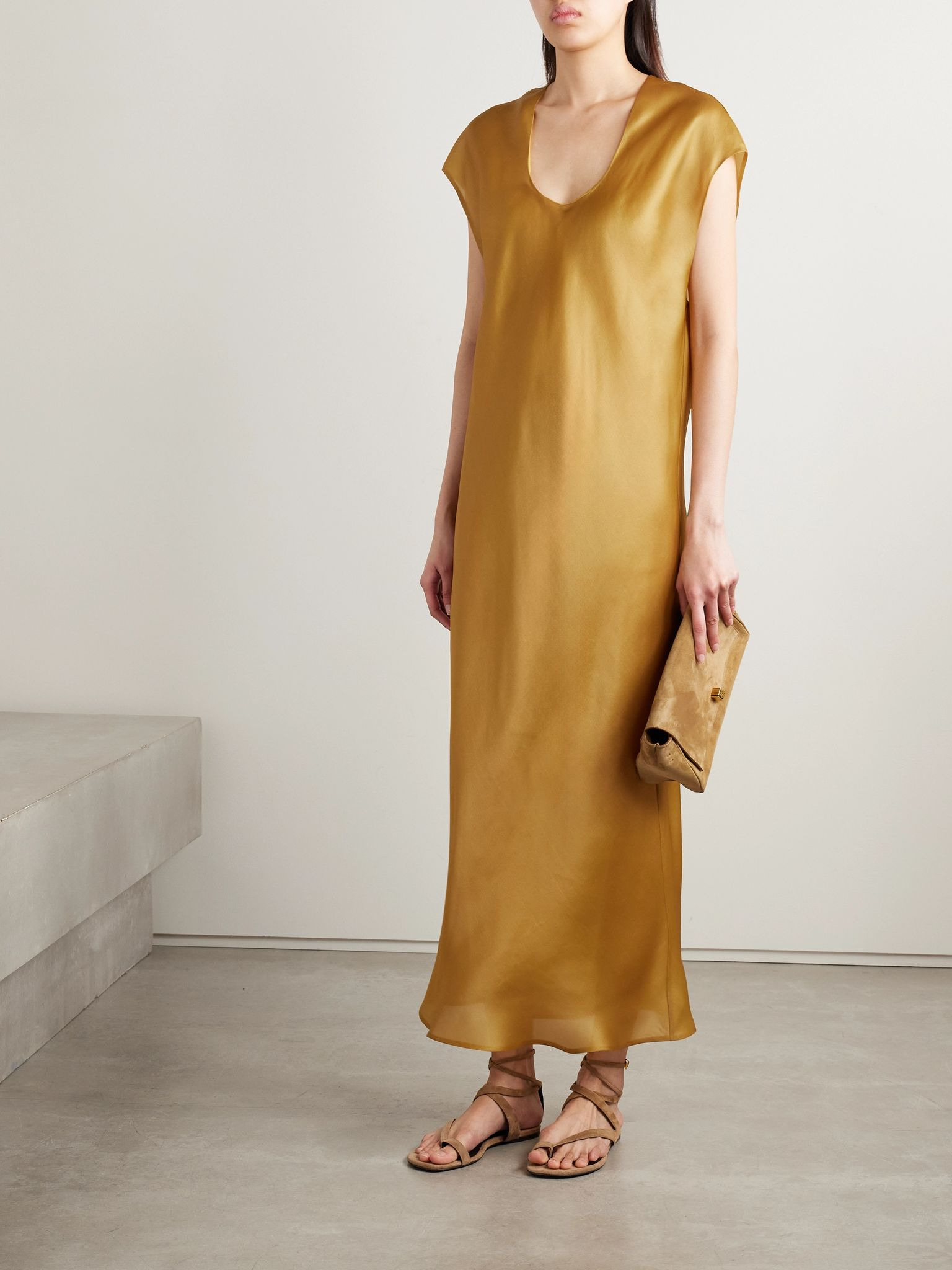 Darby silk-organza midi dress Mustard - 2