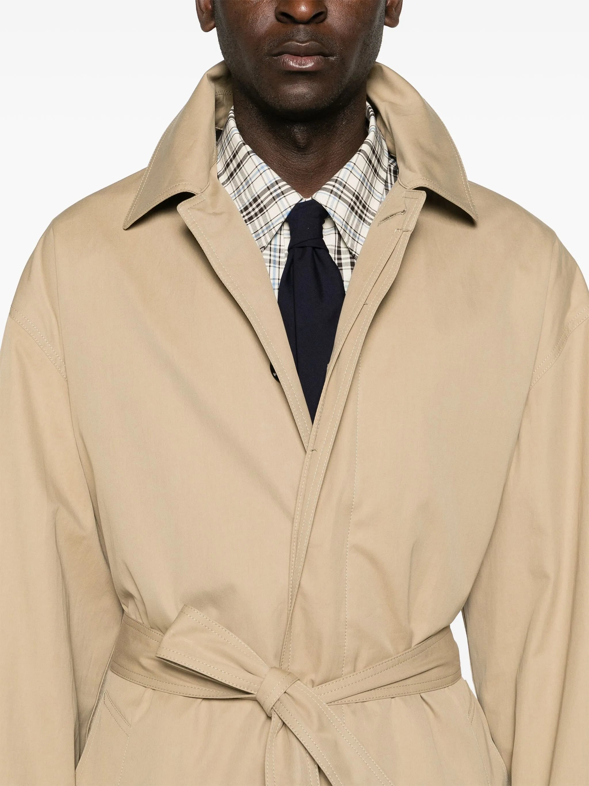 panelled belted trench coat - 5