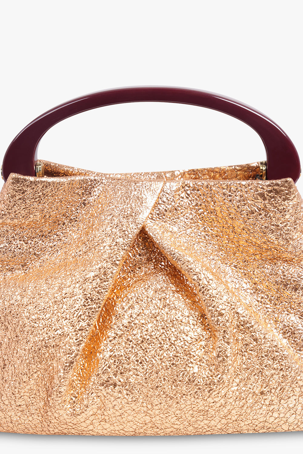 METALLIC MINI RESIN HANDLE BAG | SALMON - 4