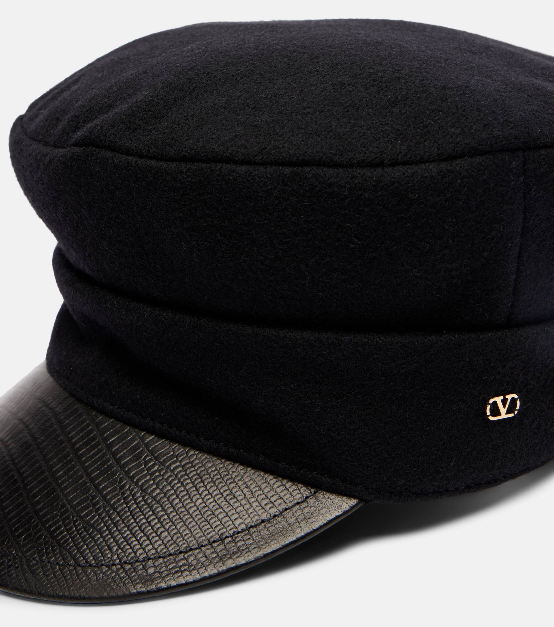 VLogo wool-blend felt newsboy cap - 3