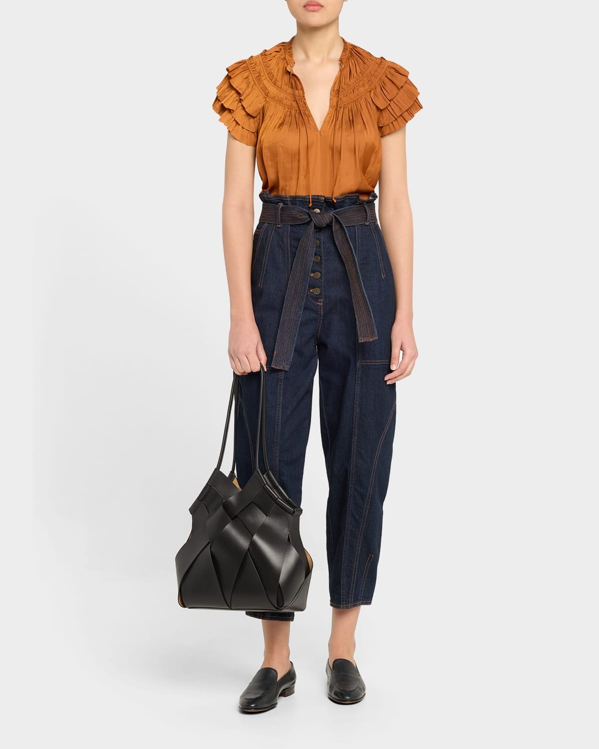 Charlotte Woven Leather Tote Bag - 7