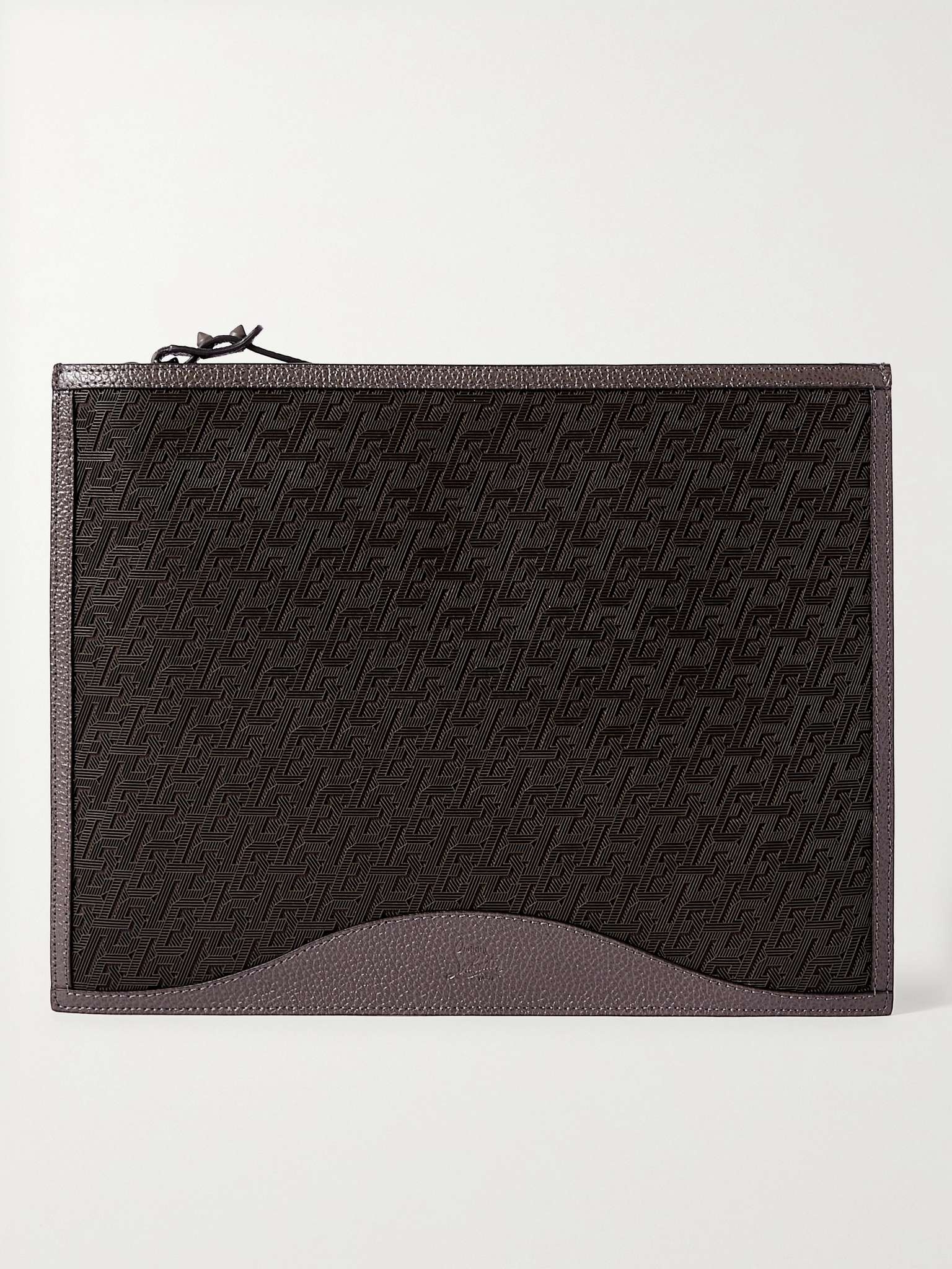 Logo-Jacquard Coated-Canvas and Full-Grain Leather Pouch - 1