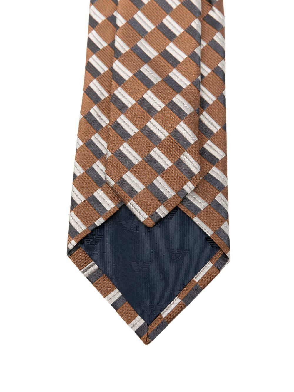 geometric-pattern silk tie - 3