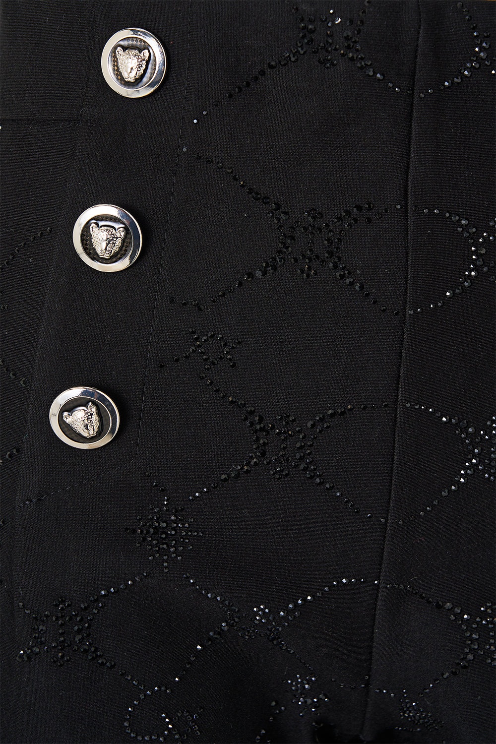 BUTTON EMBELLISHED PONTE PANT - 7