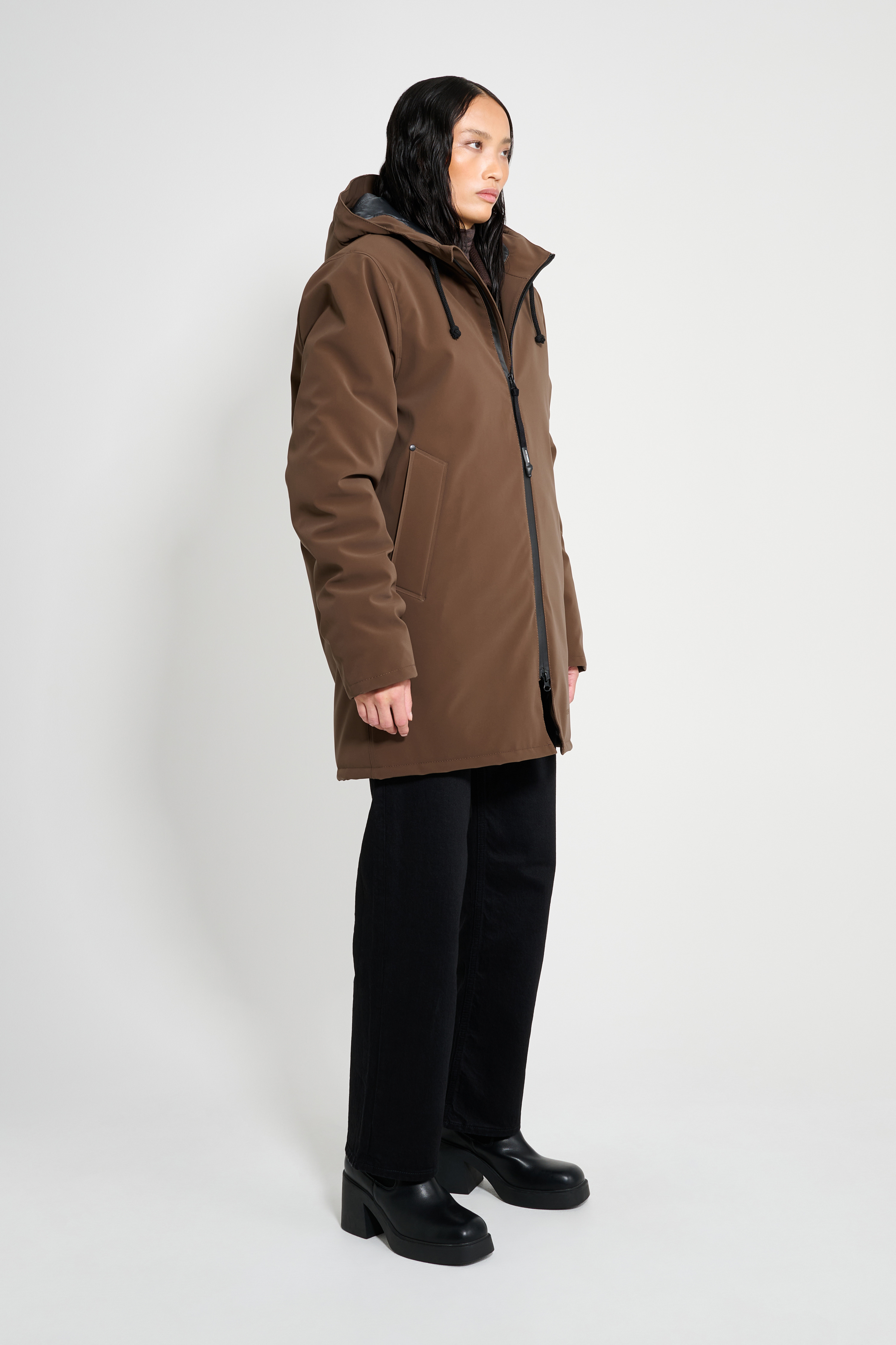 Stockholm Matte Winter Coat Dark Brown - 3
