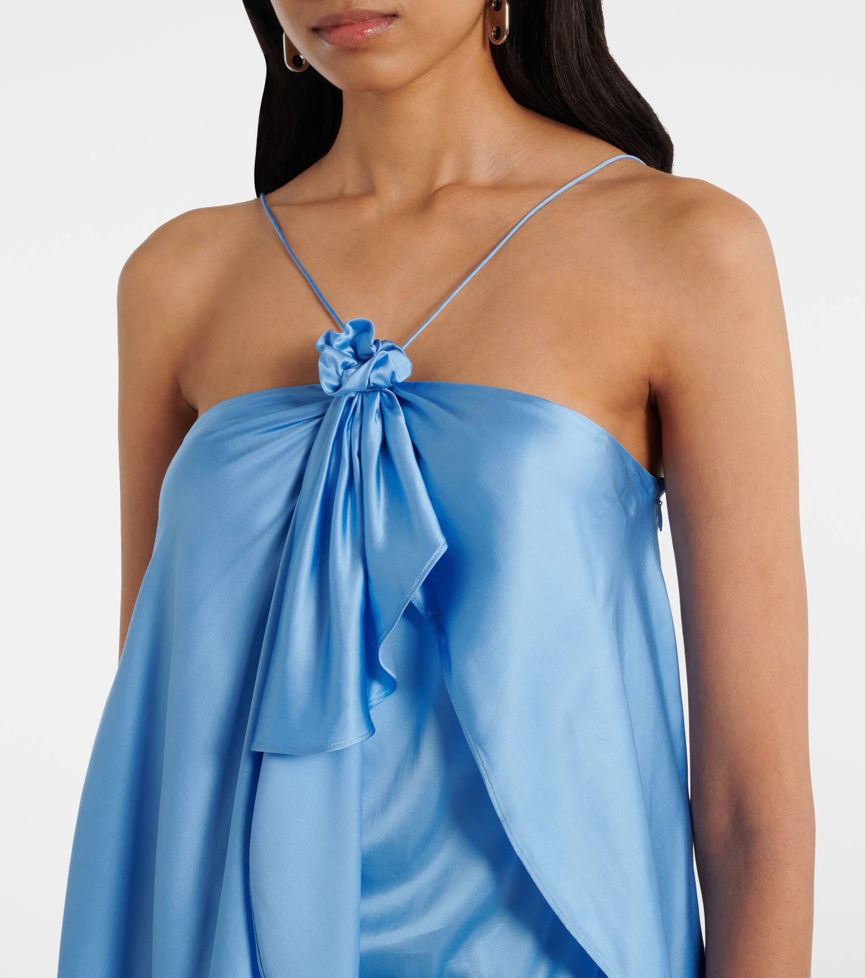 Ruffled halterneck satin top - 4