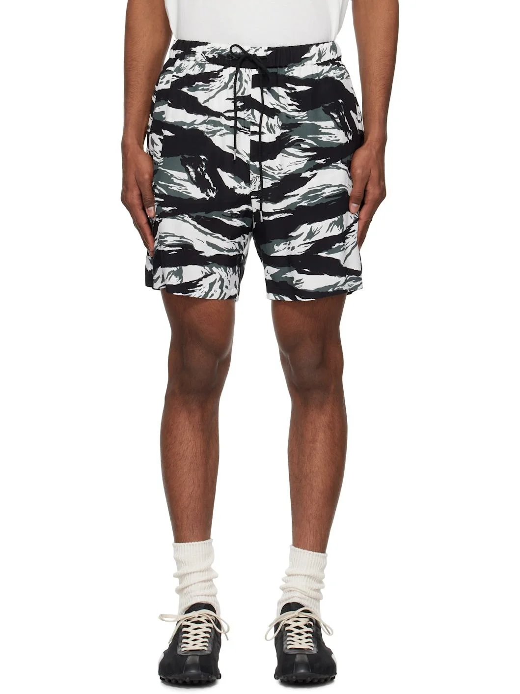 Black & White Tiger Camouflage Shorts - 1