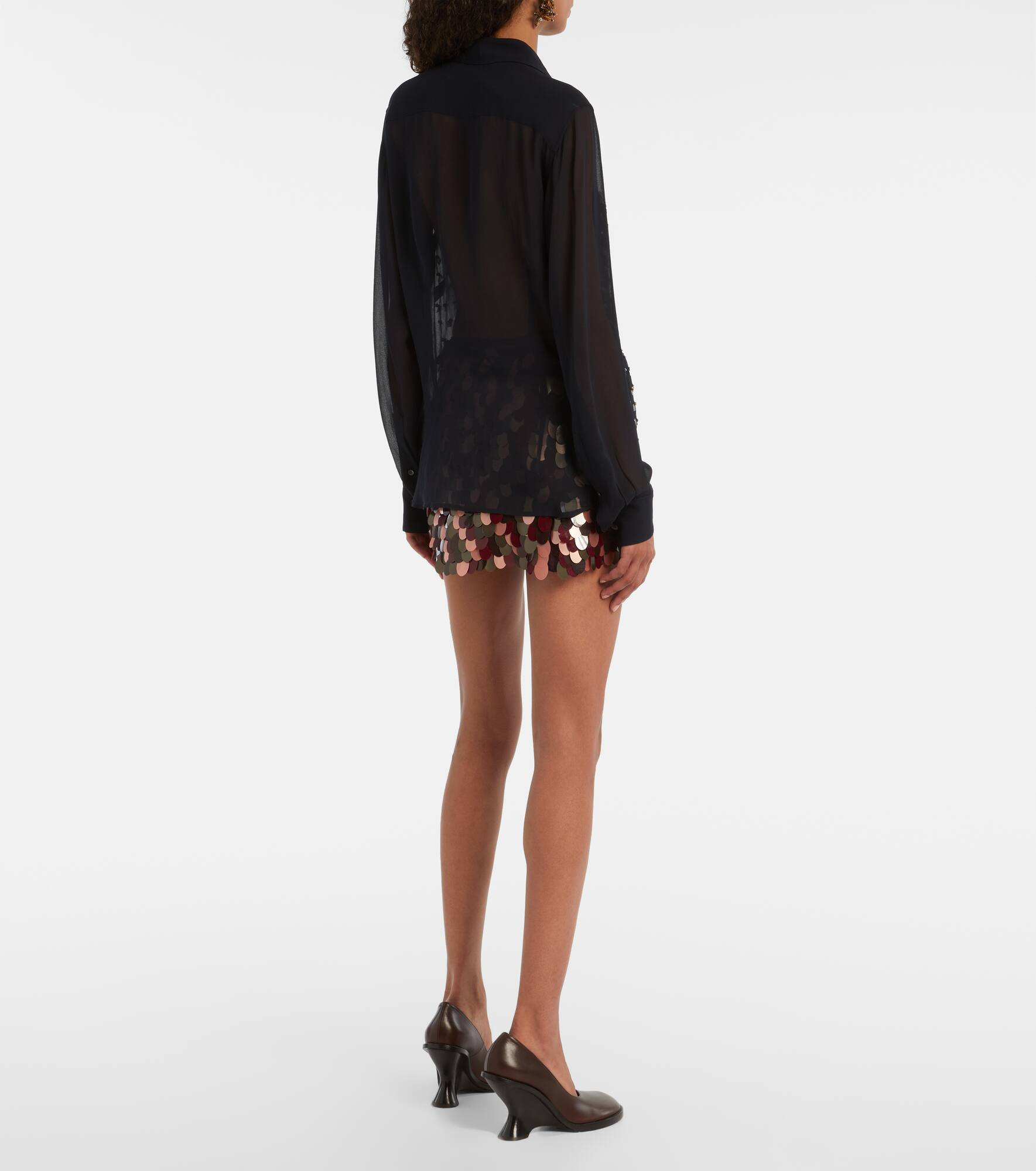 Crystal-embellished sheer shirt - 3