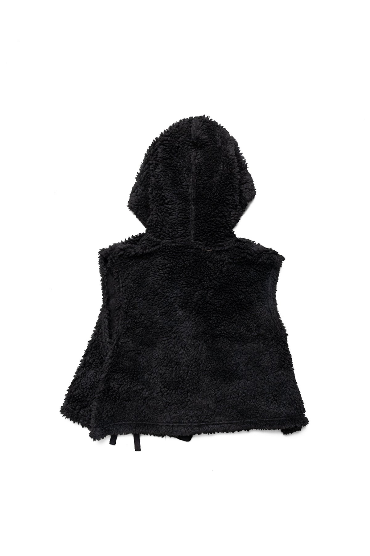 Hooded Knit Vest Polyester Shearling - Black - 3