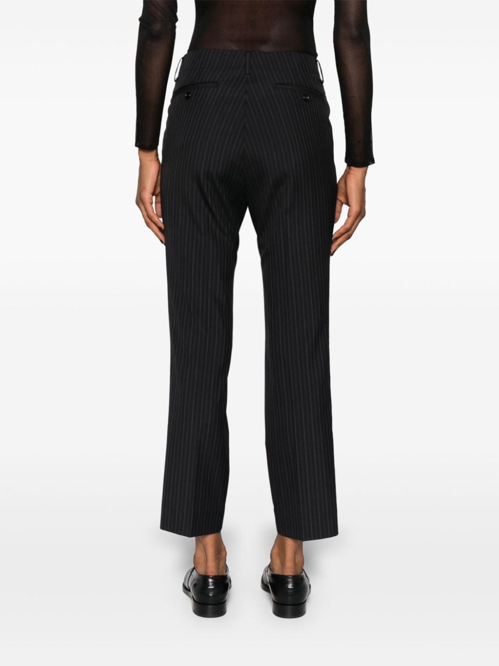 pinstripe slim-cut tailored trousers - 4