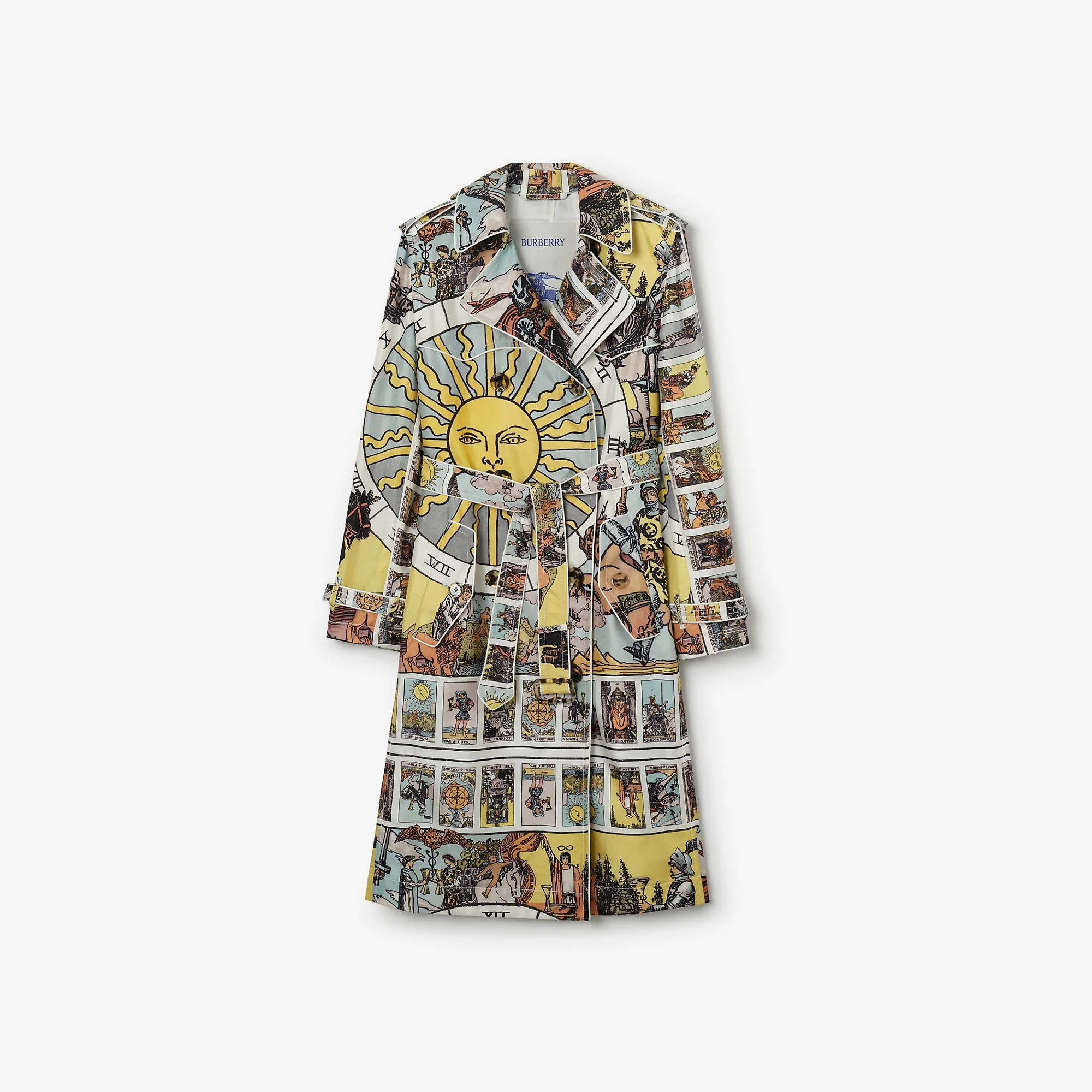 Long Tarot Print Silk Foxfield Trench Coat - 1