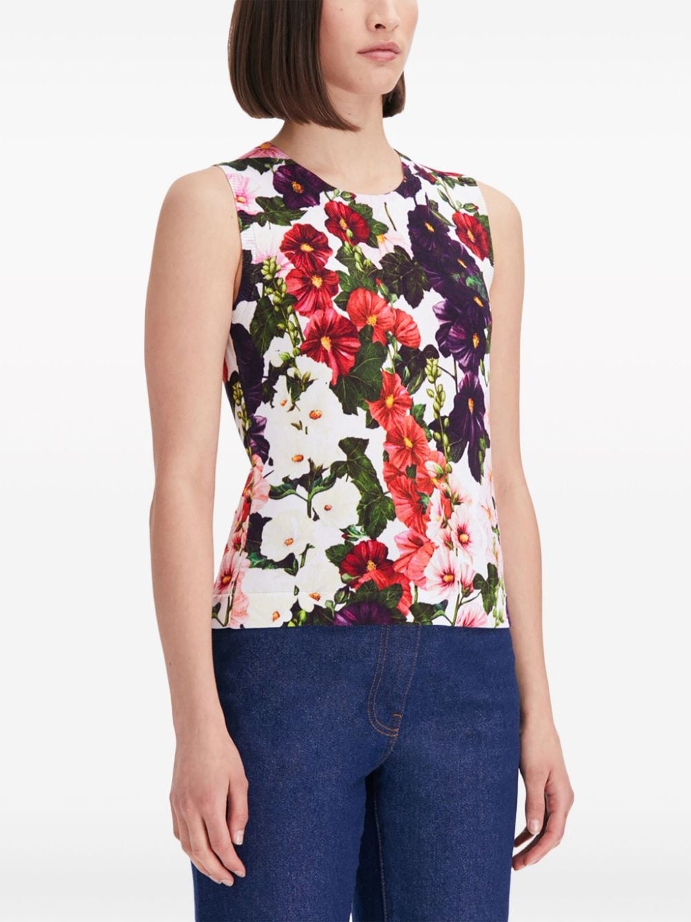 Hollyhocks floral-print tank top - 4