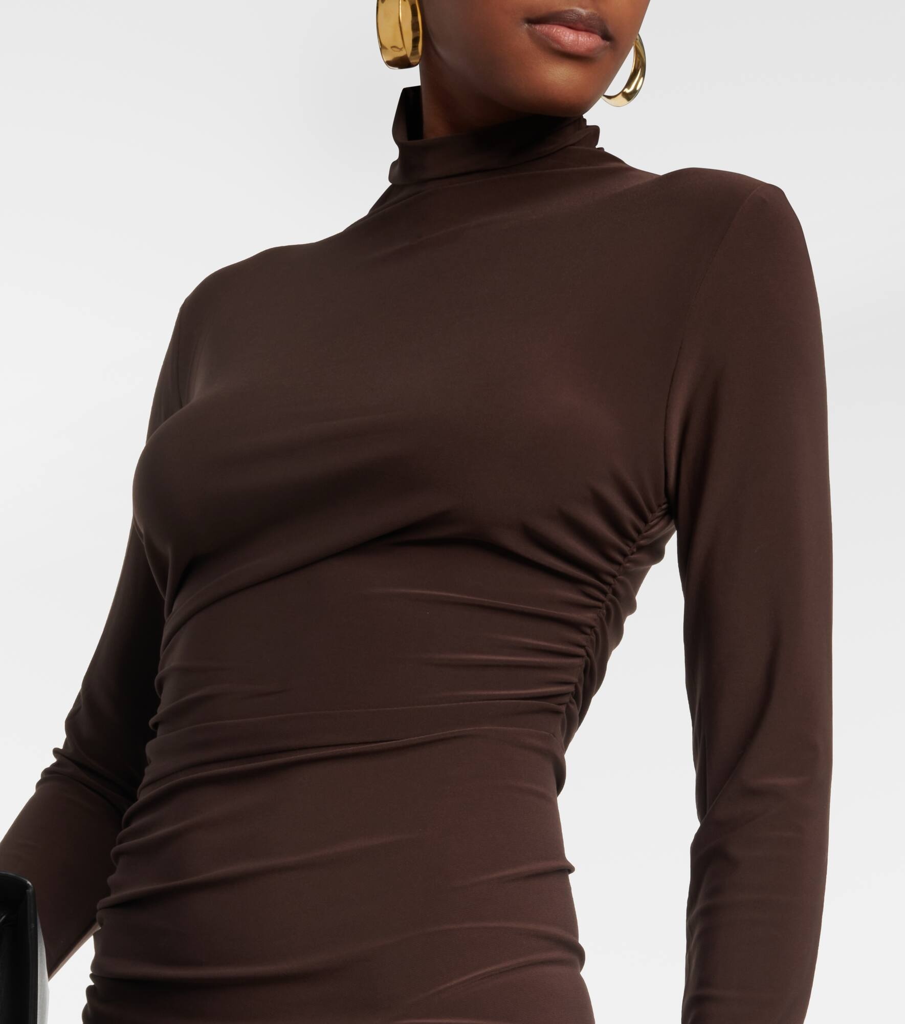 Asymmetric turtleneck midi dress - 4