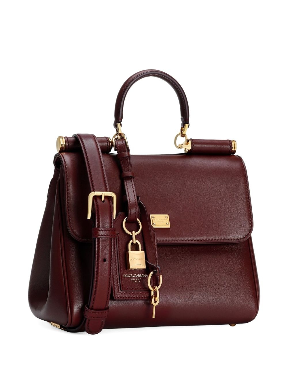 medium Sicily padlock-embellished leather handbag - 3