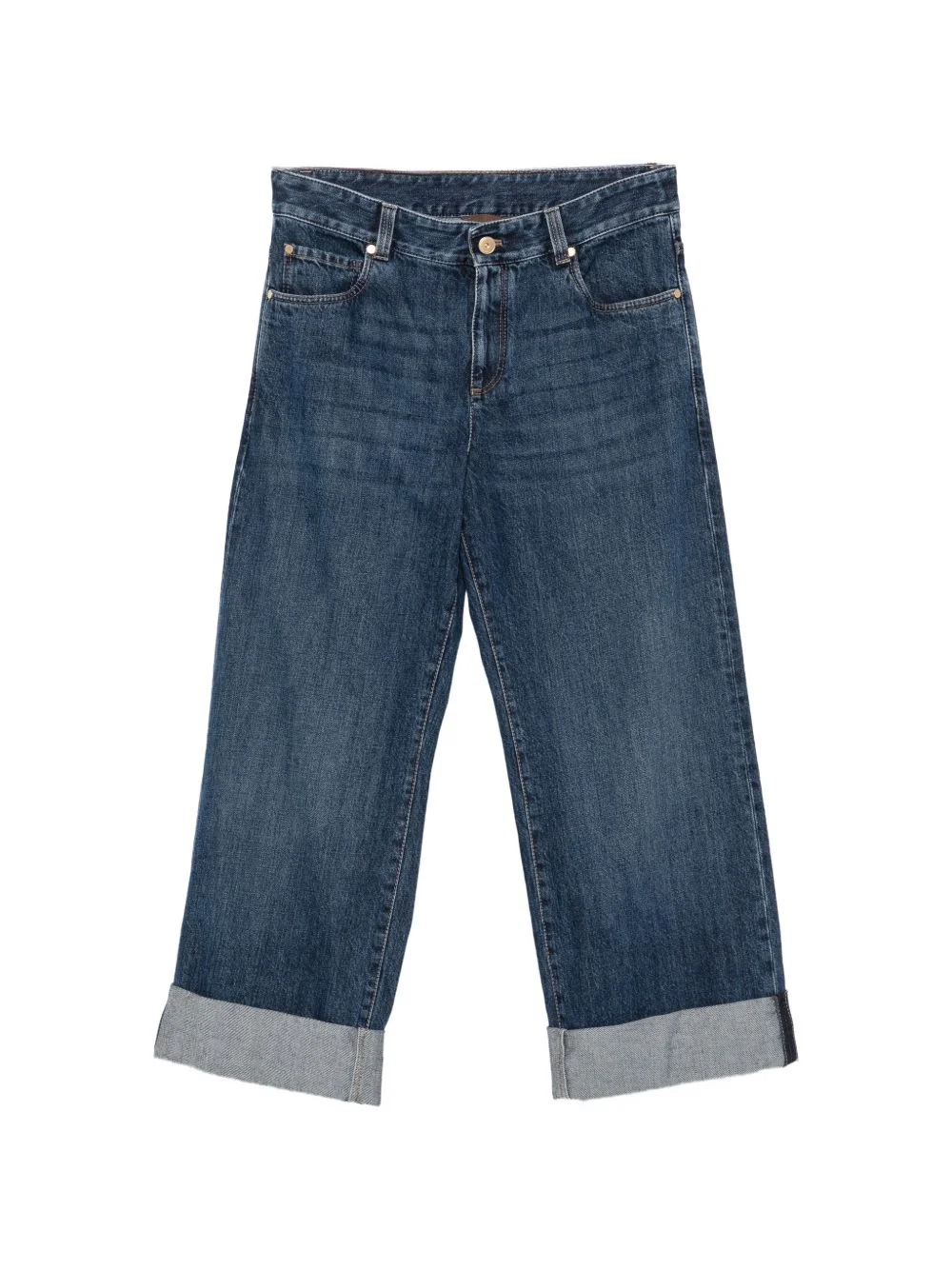 turn-up wide-leg jeans - 1