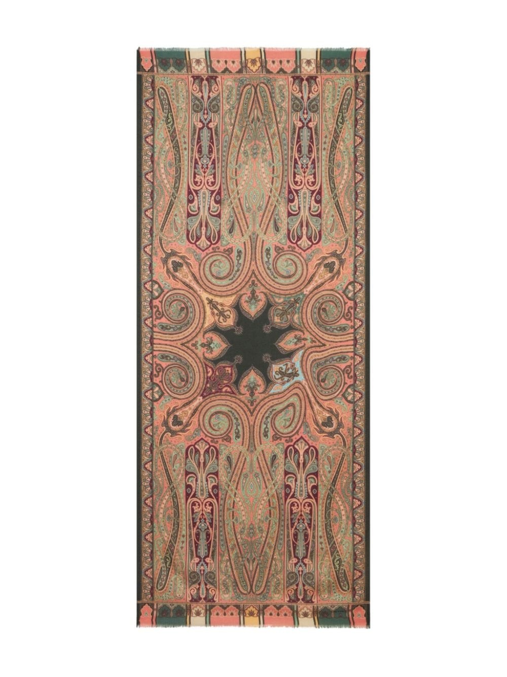 paisley-print frayed scarf - 3