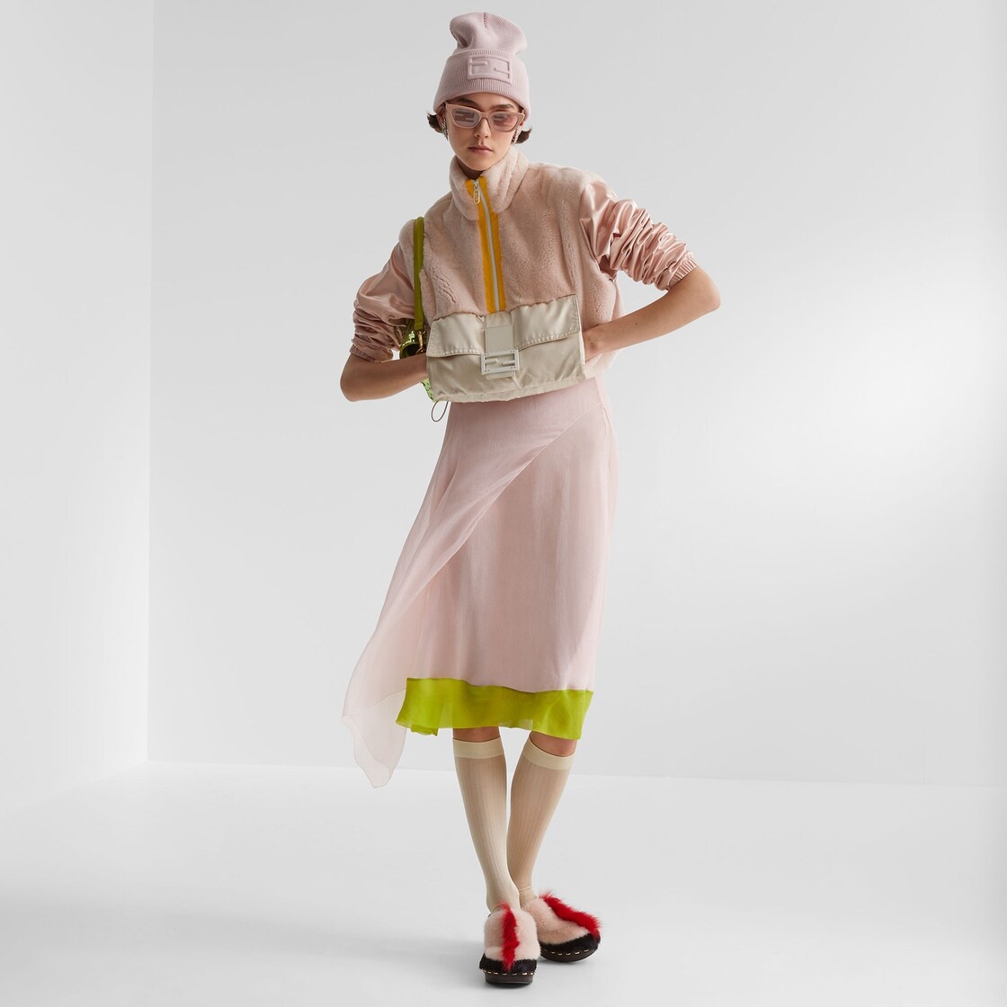 Pink nylon and mink jacket - 4