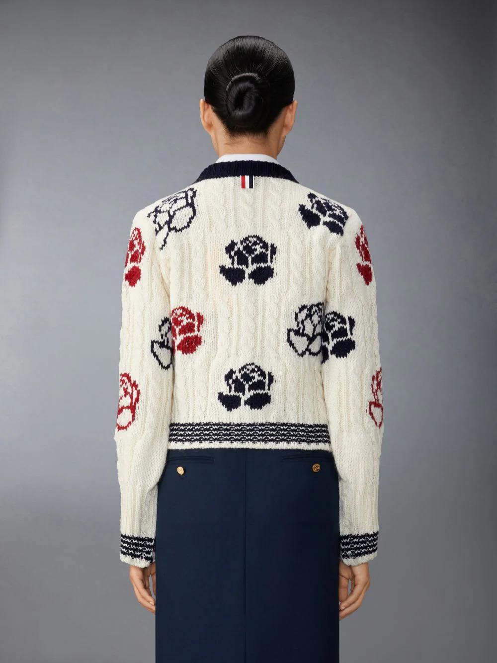 Rose Intarsia And Cable Check Cardigan - 2