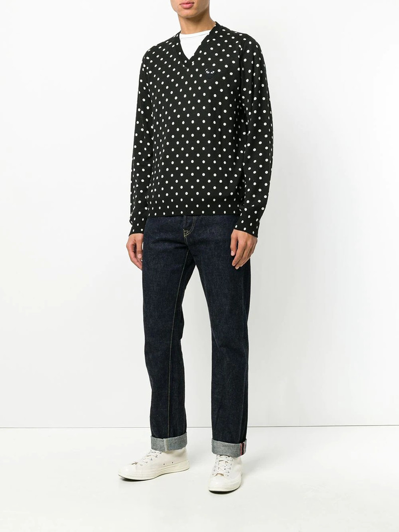 Comme des Garçons PLAY embroidered heart polka dot jumper outlook