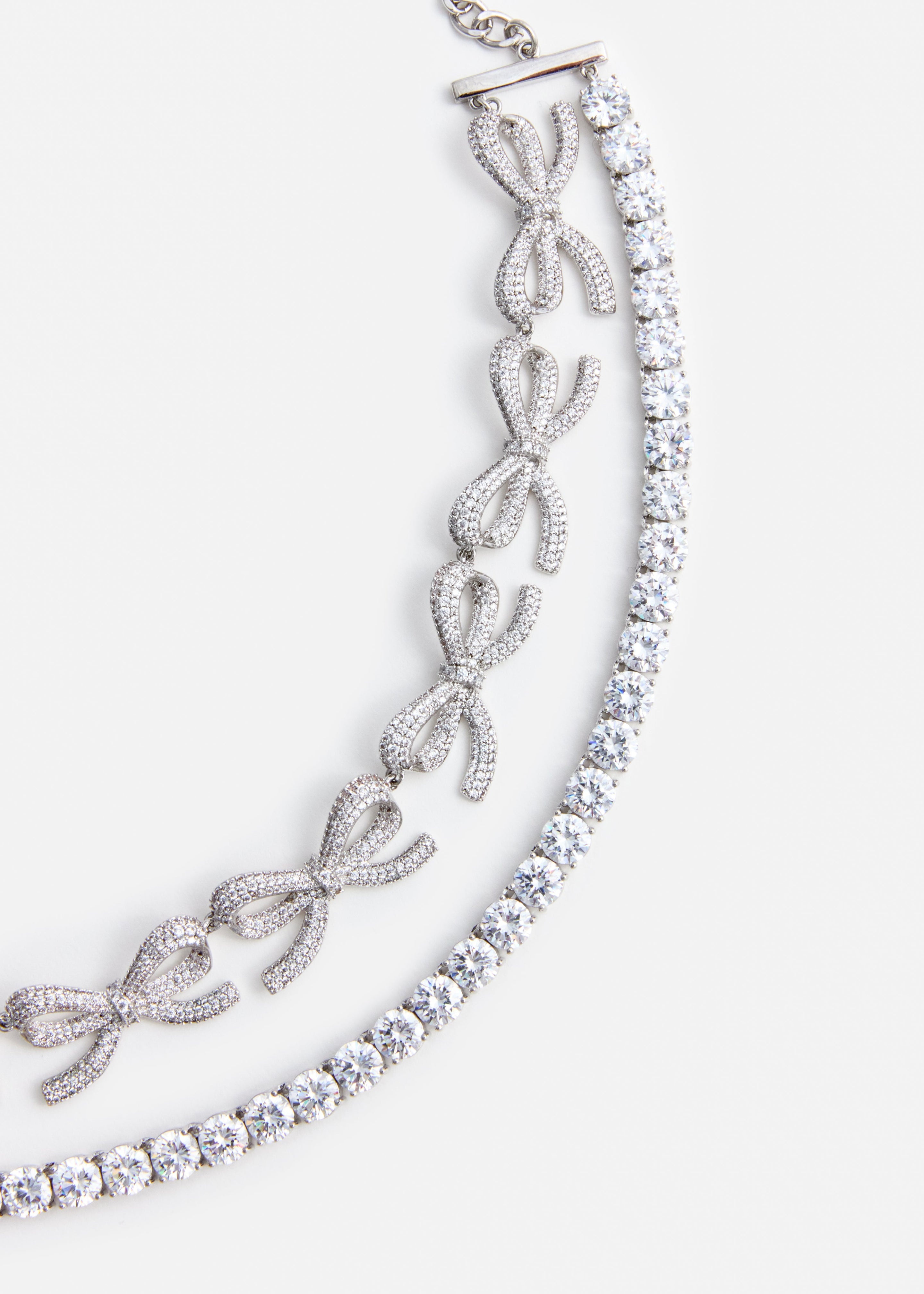 Crystal Bows Diamante Necklace - 2