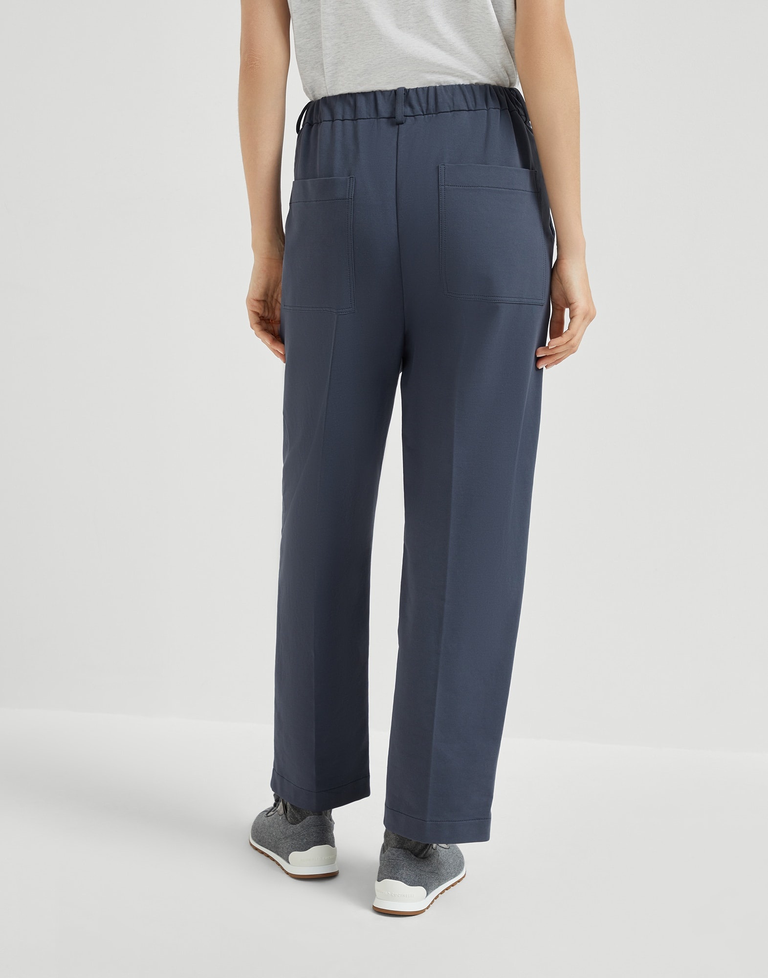Stretch cotton lightweight French terry cropped trousers - 2