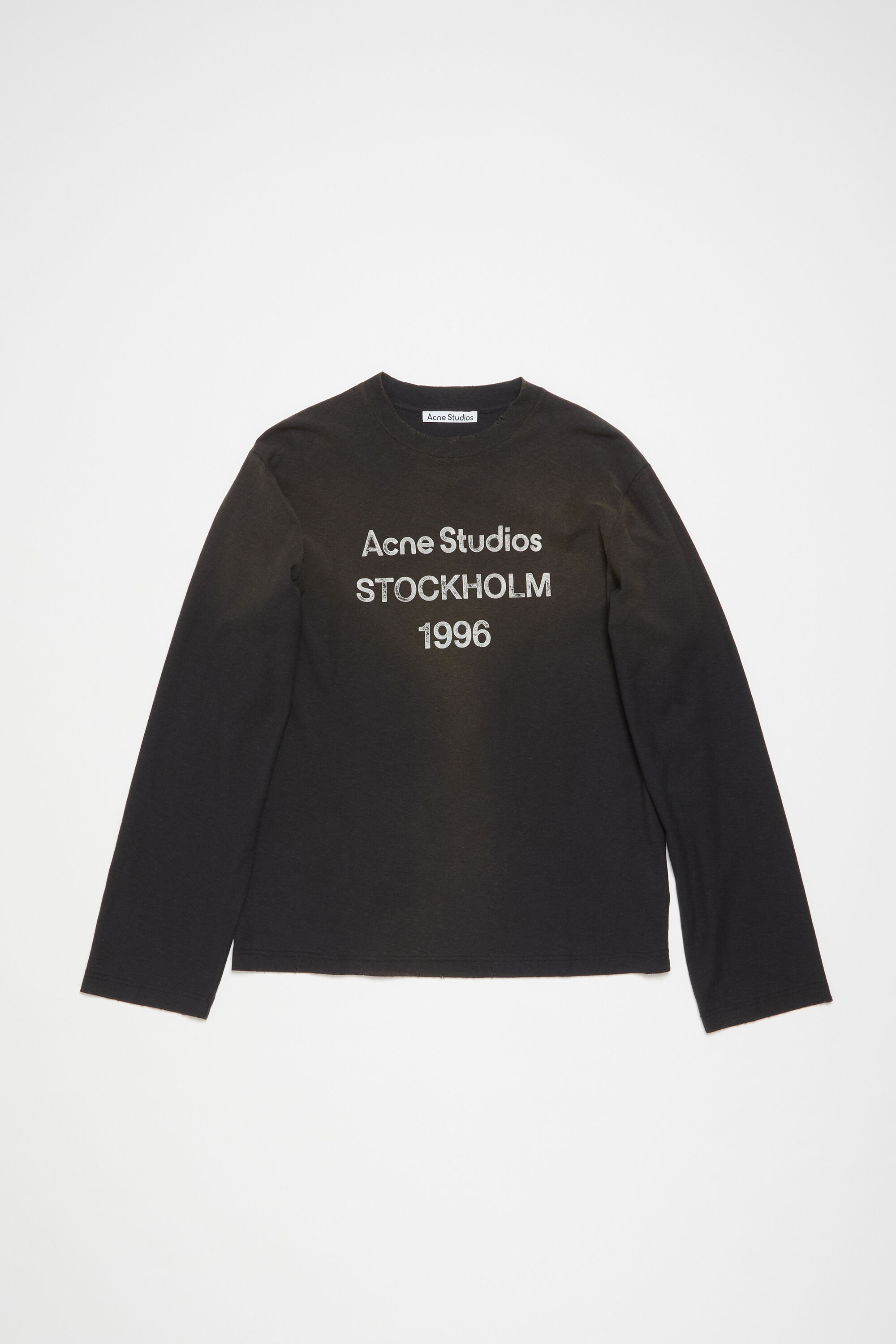 トップス Acne Studios Black long Tshirt 1996 Acne Studios LOGO 1996 LONG SLEEVE T-SHIRT (FADED BLACK