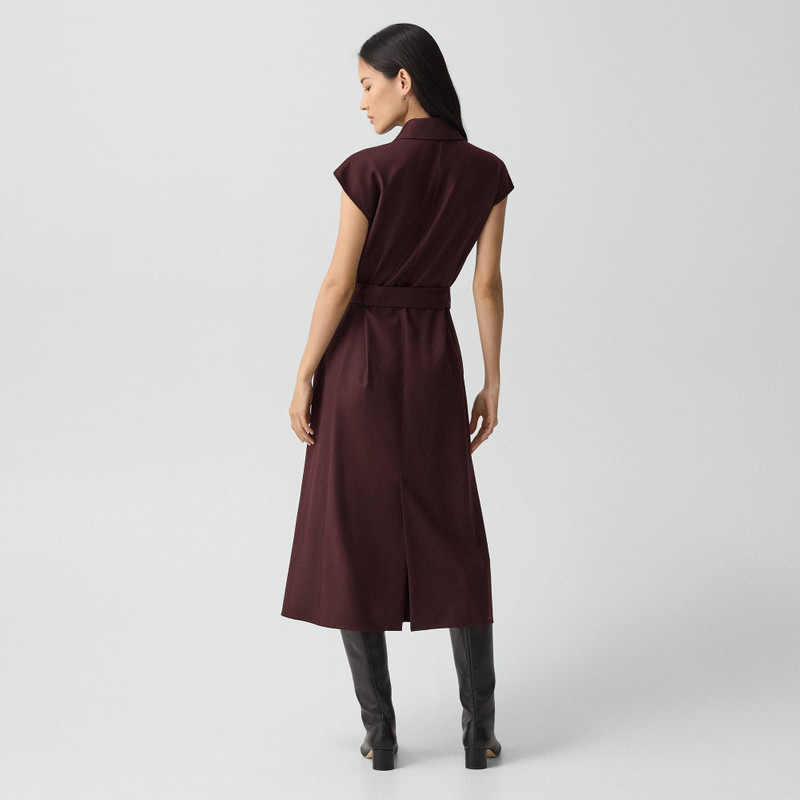 Theory Double-Breasted Belt Dress in Sleek Flannel outlook