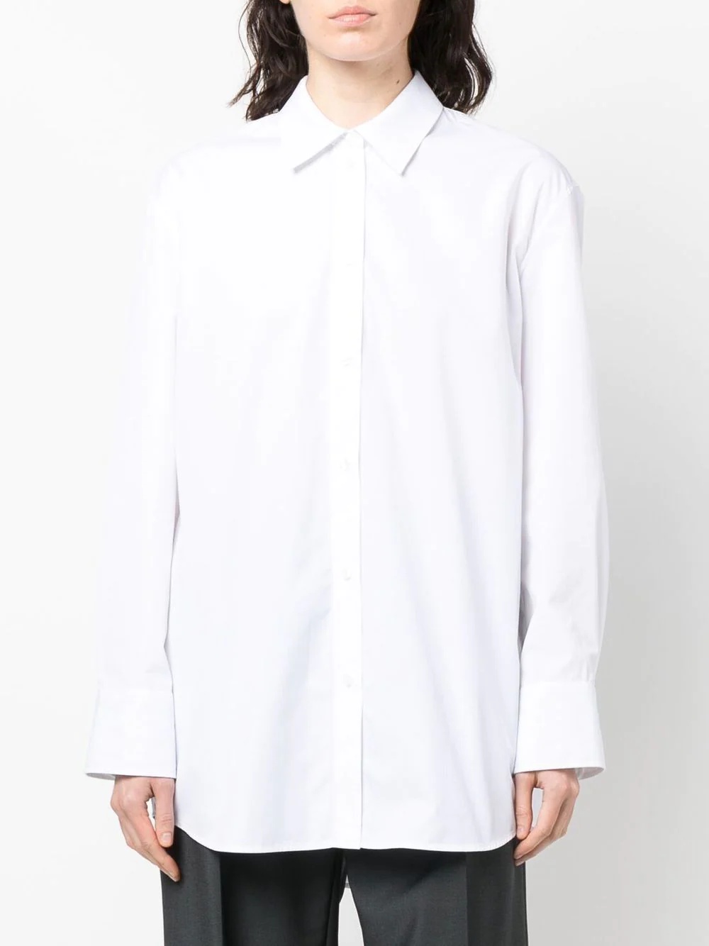 logo-embroidered ruched shirt - 3