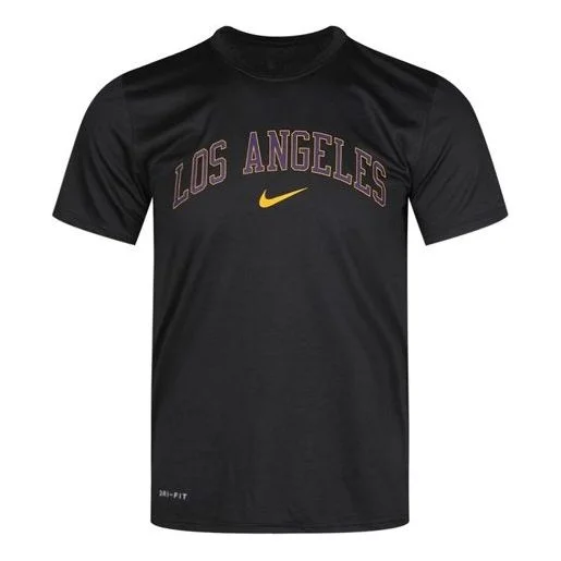Nike NBA Los Angeles Lakers Basketball Training Quick Dry Short Sleeve Black AT1335-010 - 1