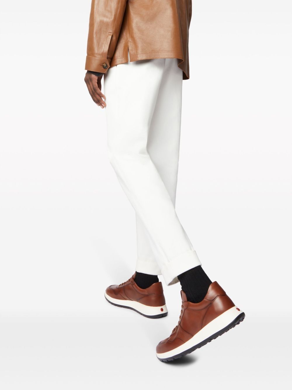 panelled leather sneakers - 6