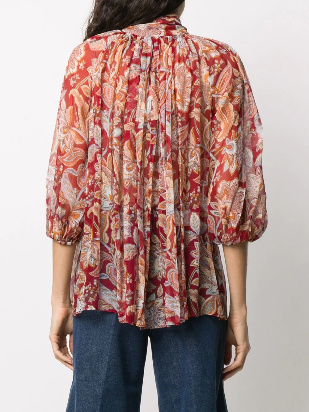 tie-neck floral print blouse - 4