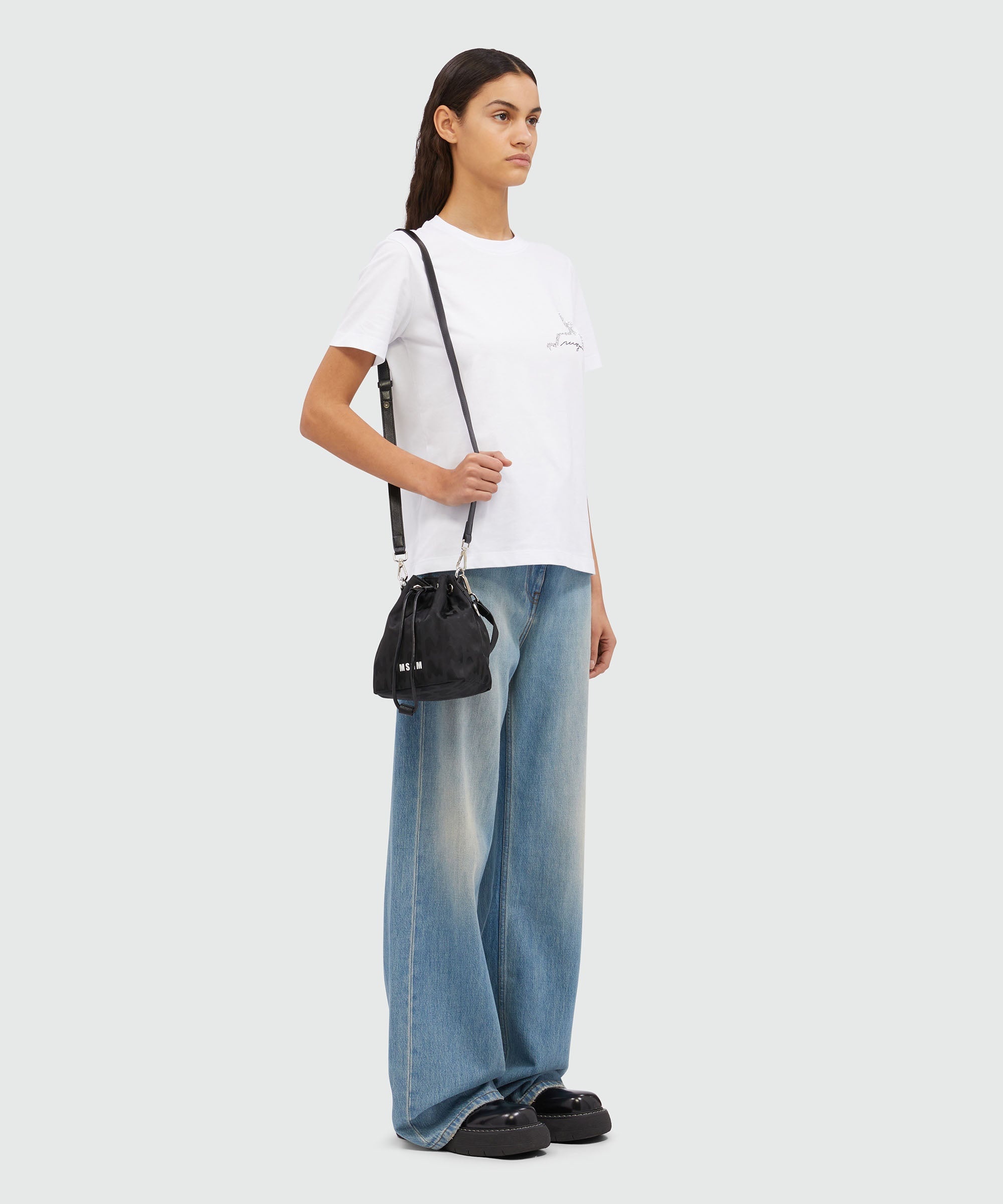 Bucket bag in black Mwave fabric - 6