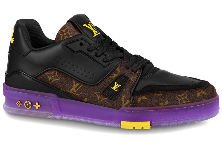LOUIS VUITTON x Lakers LV Trainers 'Brown Monogram with Black Purple' 1A8WJ6 - 2