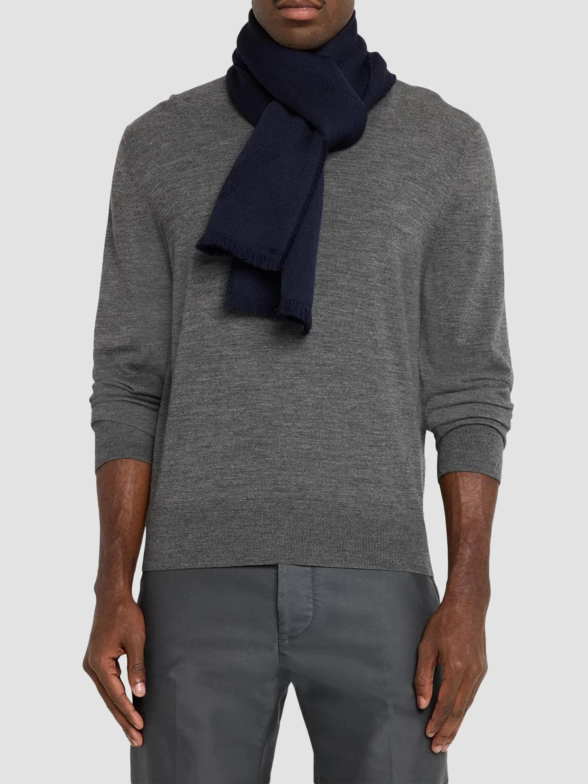 EMPORIO ARMANI Men's Eyelash-Fringe Wool Scarf - Blue - 5687522