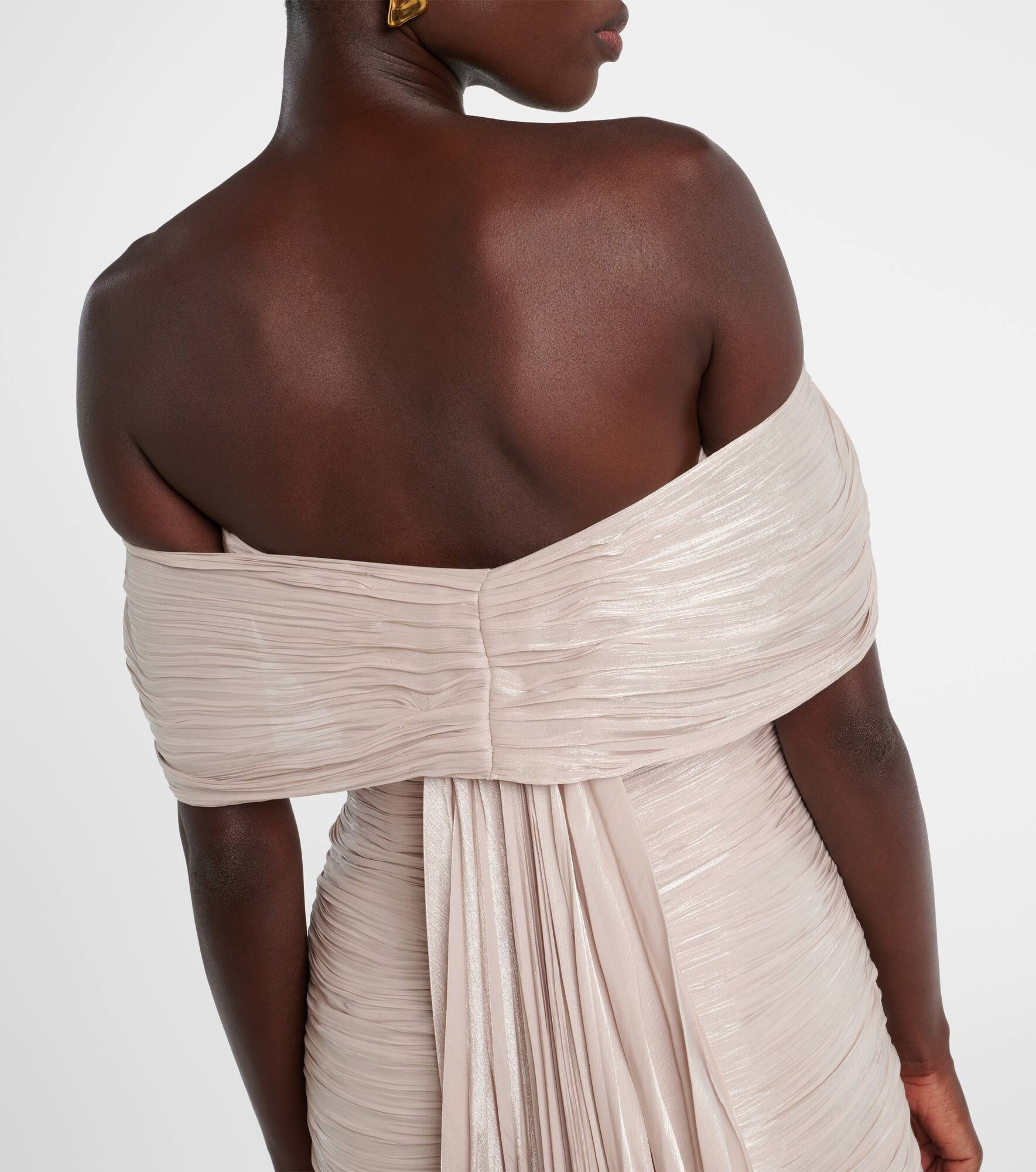 Off-shoulder pleated bustier gown - 6