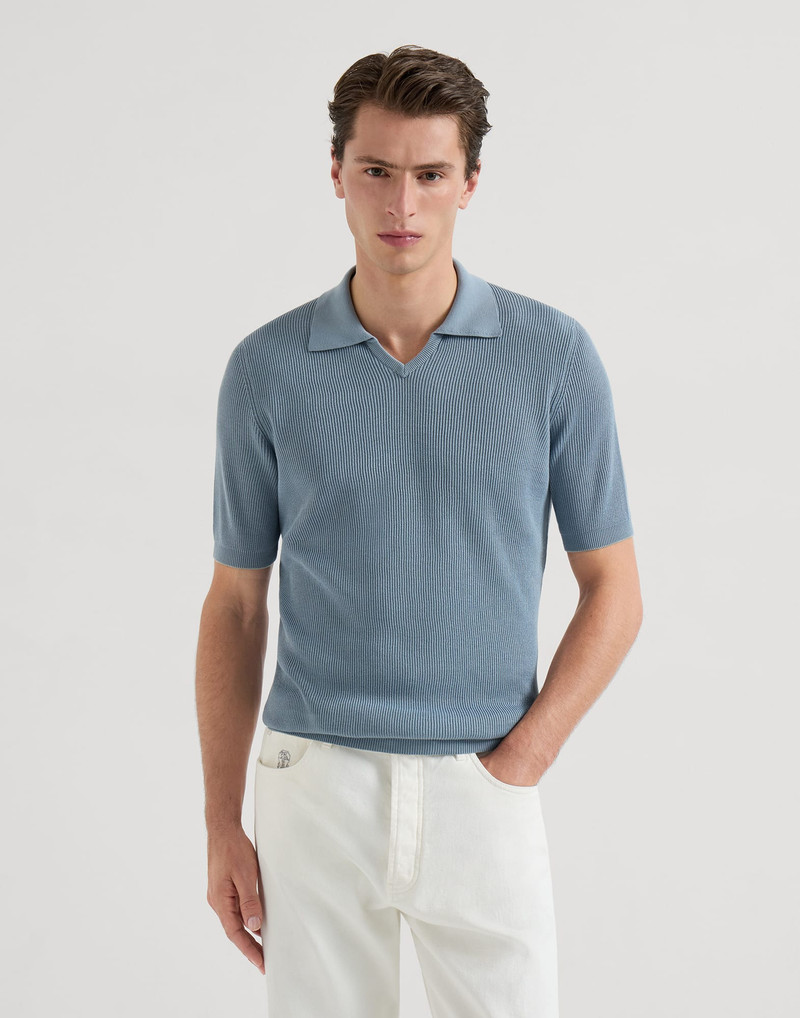 Cotton English rib knit polo 2