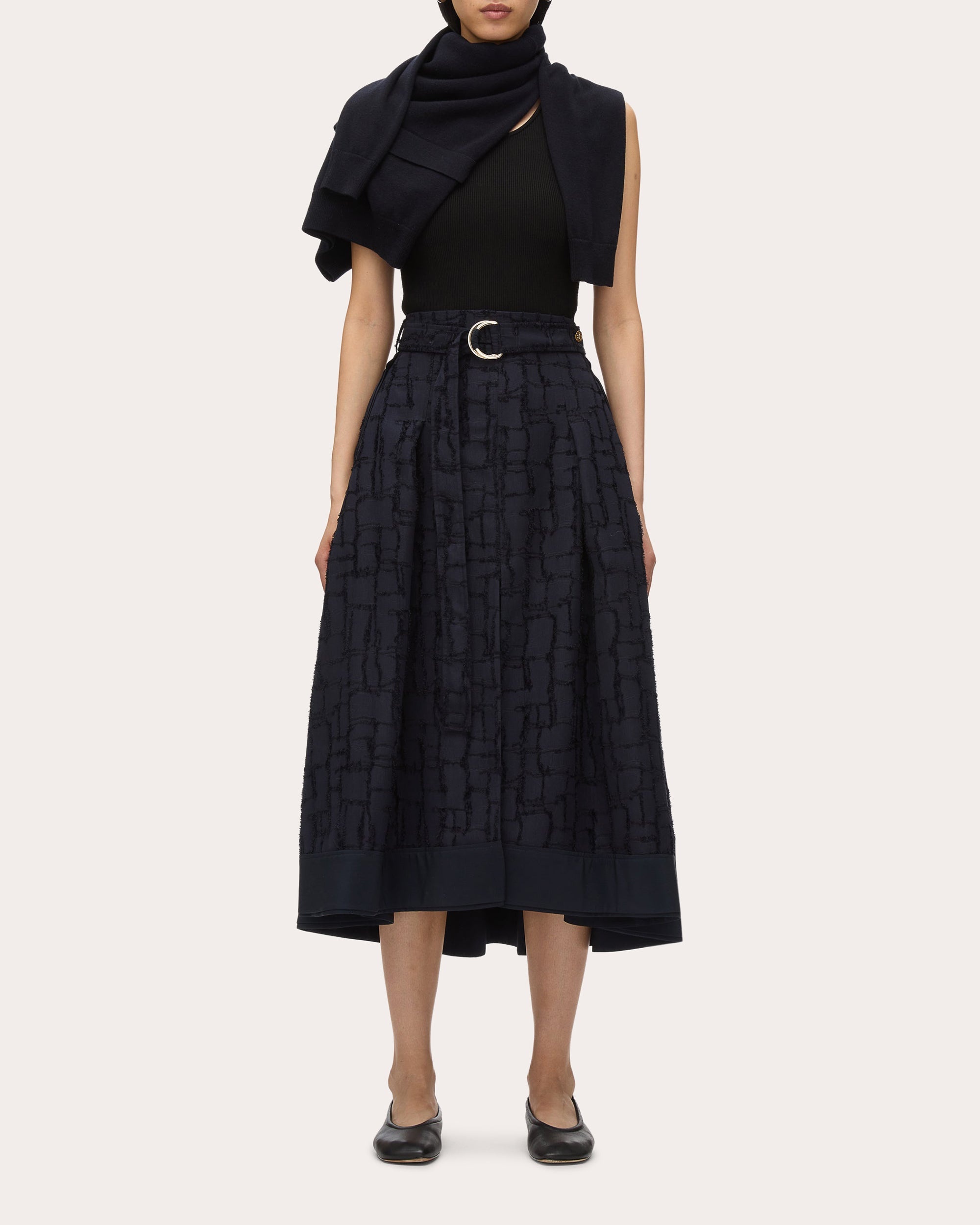 Pleated Fil-Coupé Midi Skirt - 5