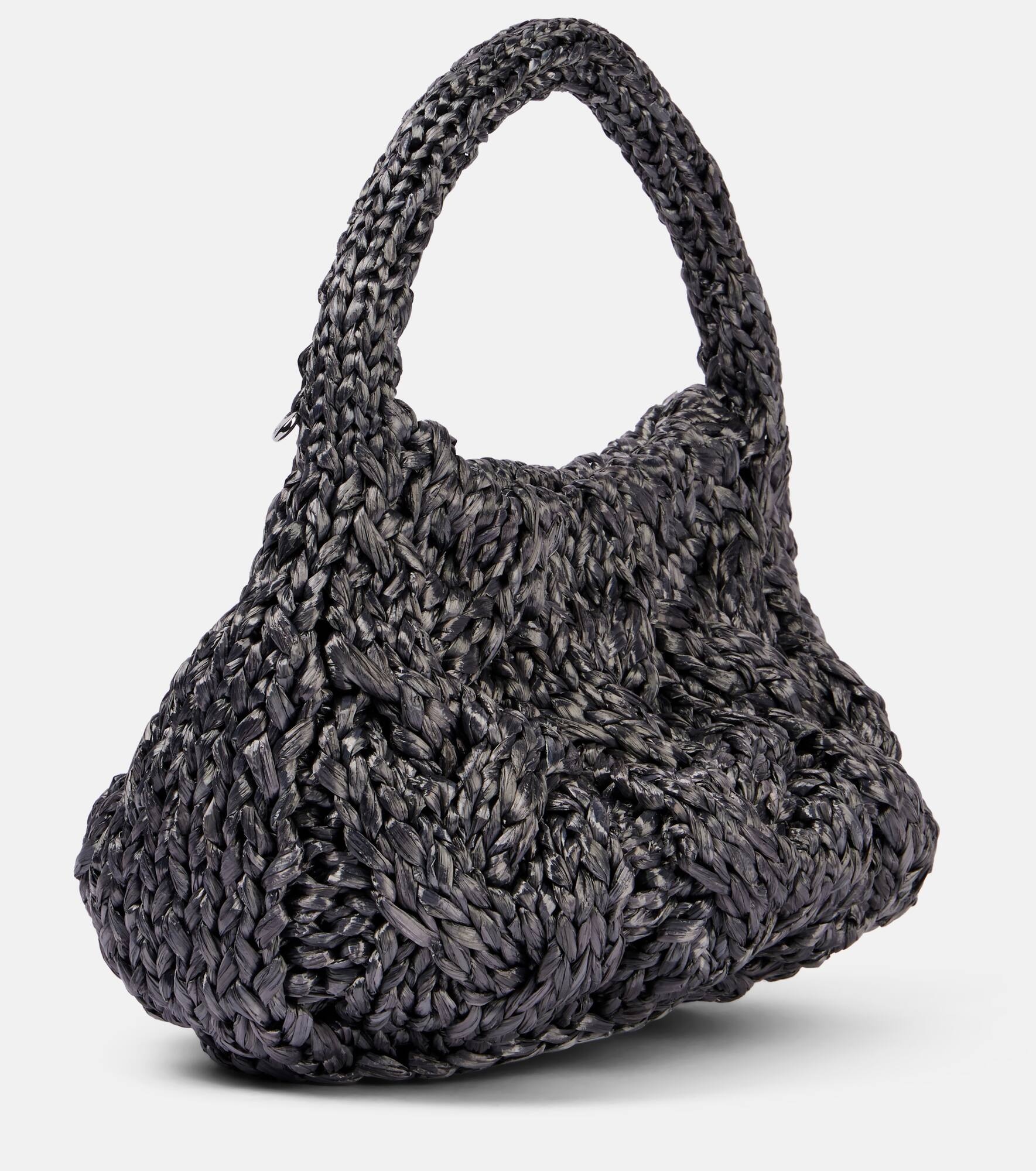 Cable Knit Small raffia tote bag - 4