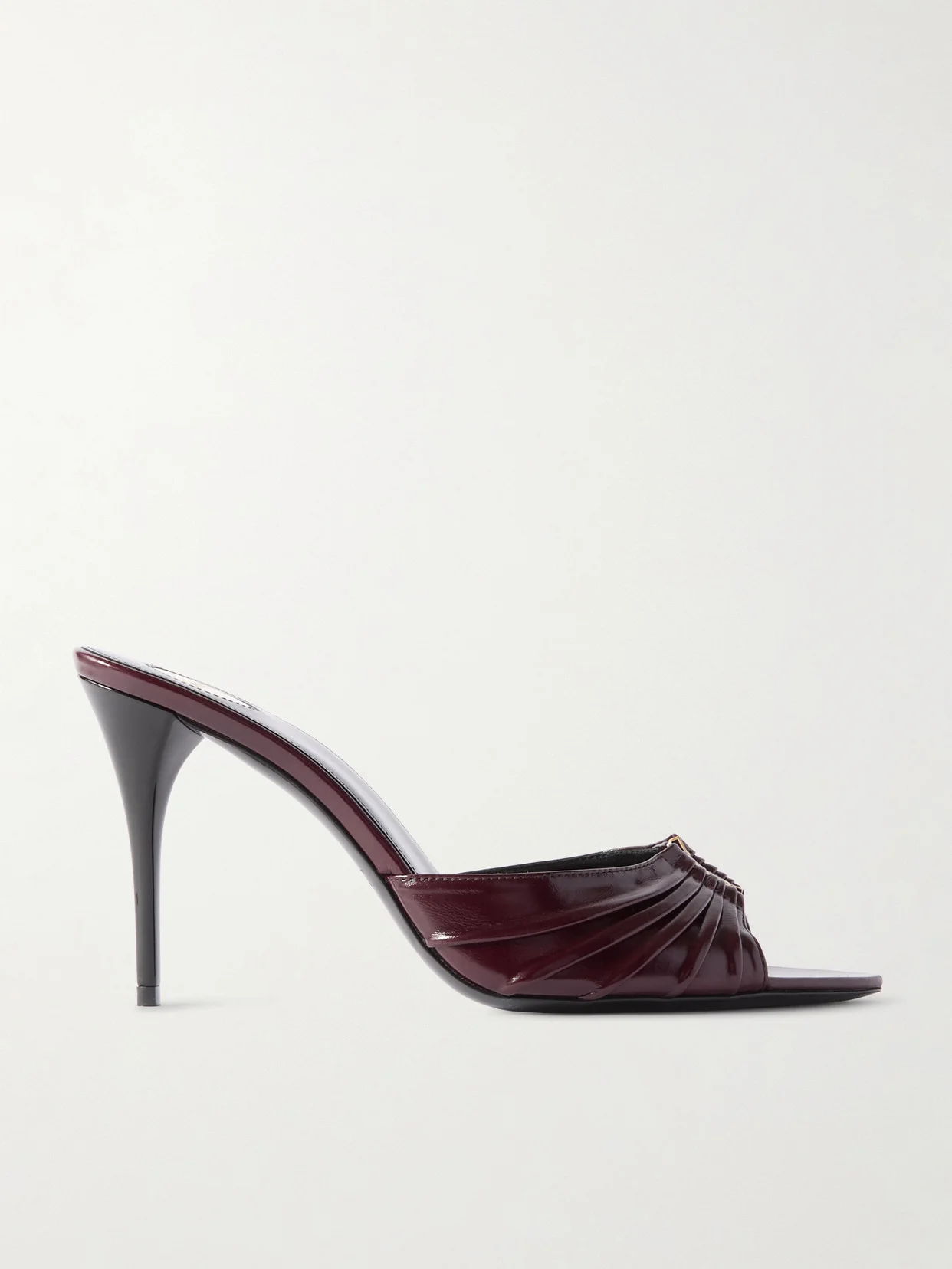Babylone Embellished Gathered Glossed-leather Mules - 1