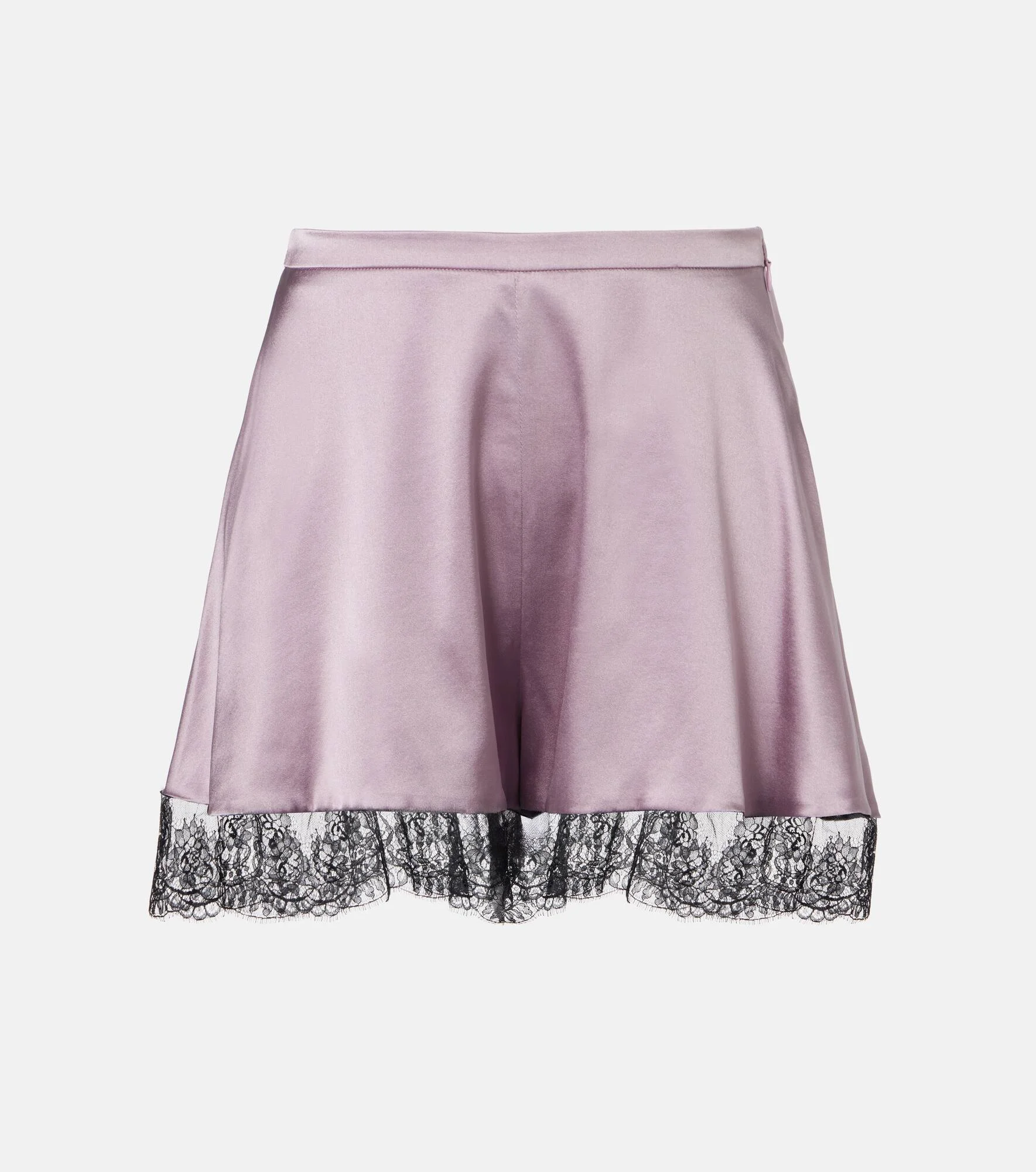 Lace-trimmed silk-blend satin shorts - 1